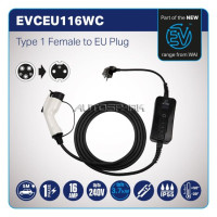 EVCEU116WC - WAI, Καλώδιο φόρτισης για ηλεκτρικά αυτοκίνητα Type1, 16A Control Box 5m